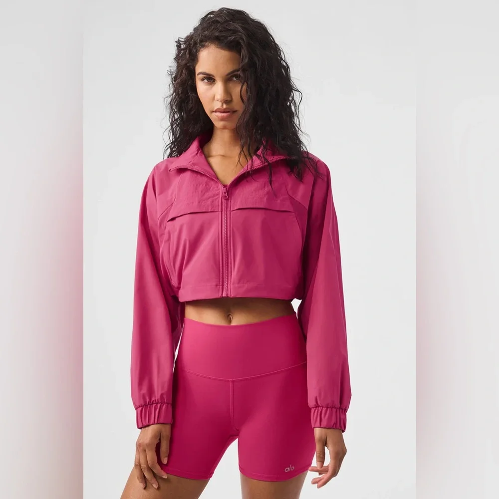 NWT Alo Yoga‎ ✨ Cropped Playmaker Jacket Pink Summer Crush Size Large (12-14)